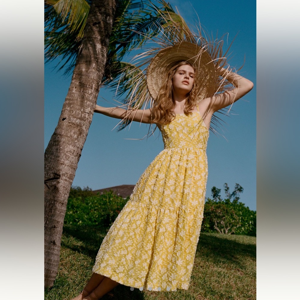 Maeve Rhonda Textured Embroidered Midi, yellow - Sz. 6